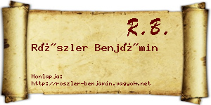 Röszler Benjámin névjegykártya